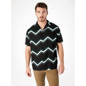 7 Diamond Zig Zag Stripe Short Sleeve Button Up Shirt L